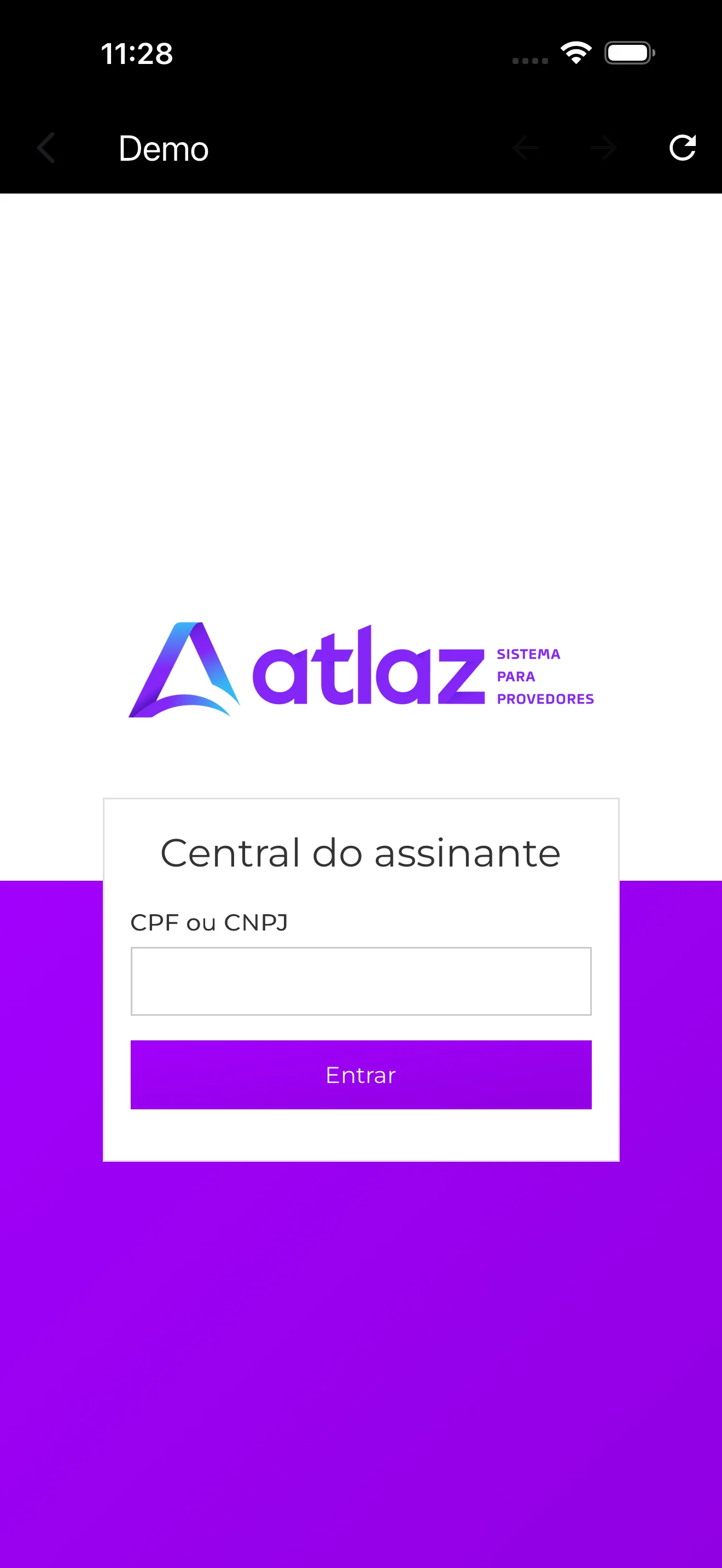 Central do assinante — login